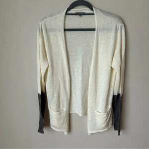 Horny Toad Linen Blend Cream Grey Open Front Cardigan Women’s Size Medium